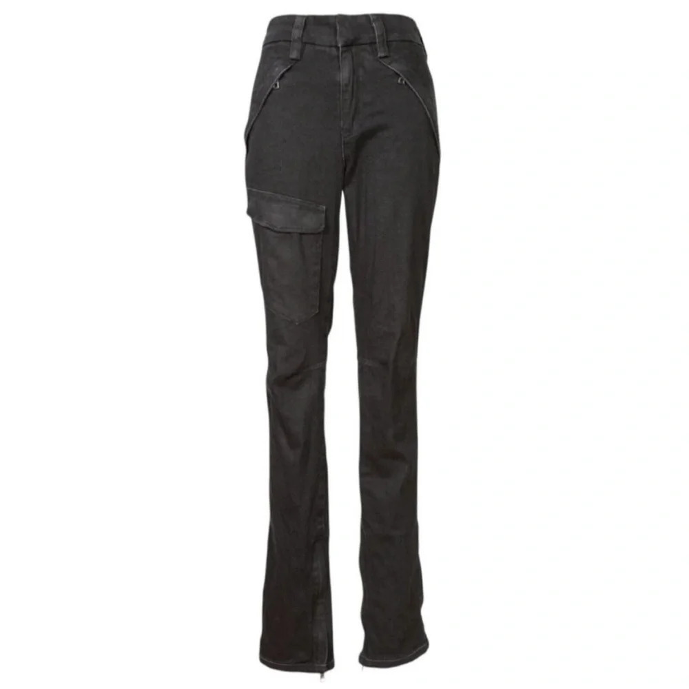 RtA High Rise Black Denim Paneled Cargo Jeans Zip Ankle‎ Size 25